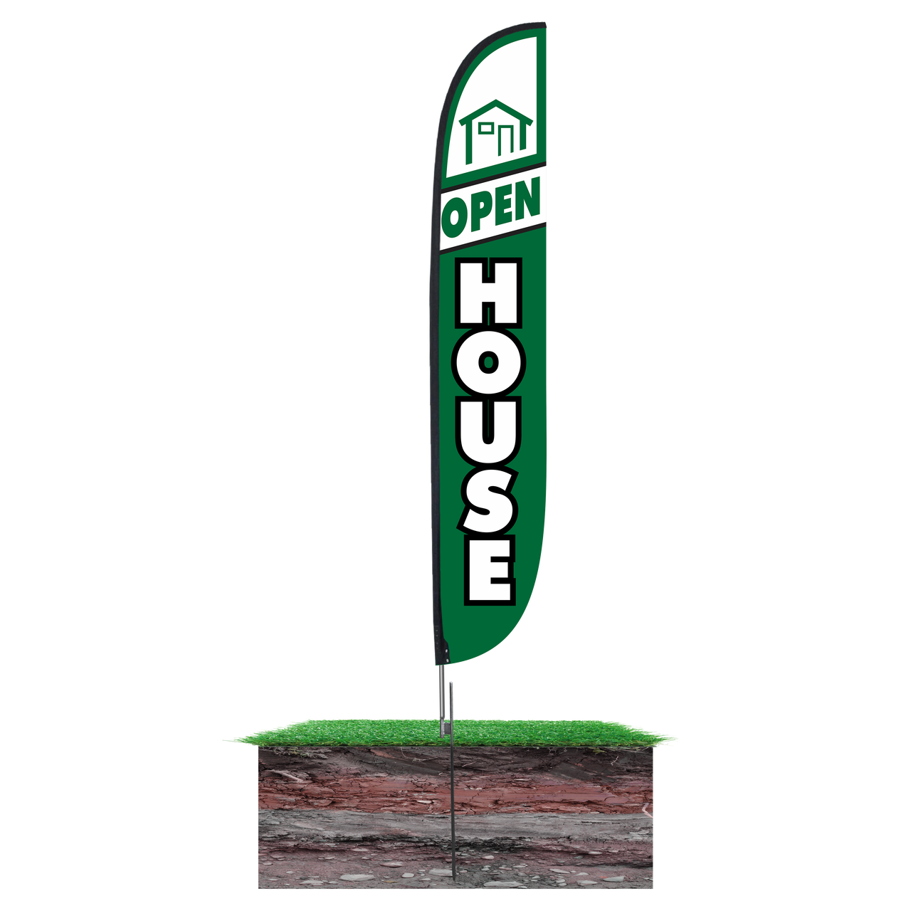 12ft Open House Feather Flag Green