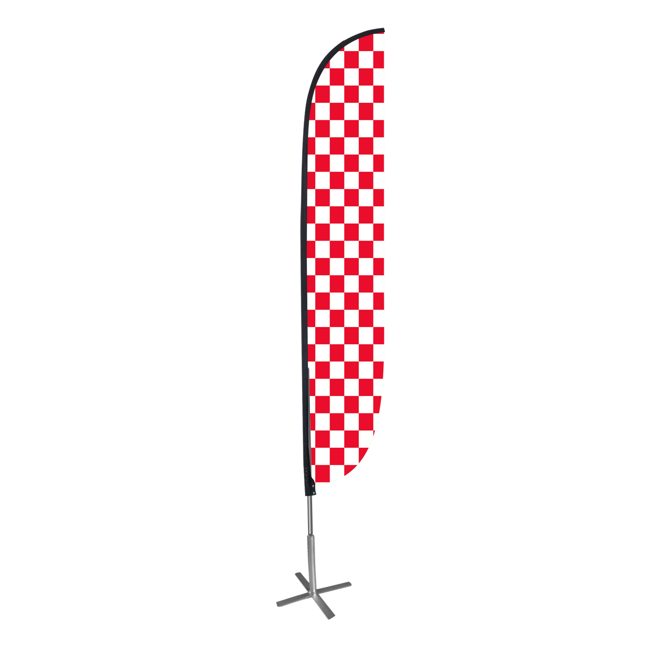 Checkered 12ft Feather Flag White & Red