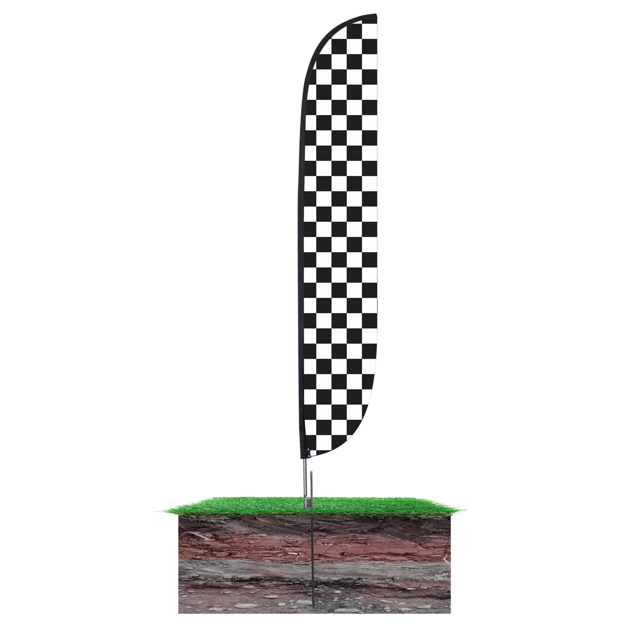 Black & White 12ft Checkered Feather Flag