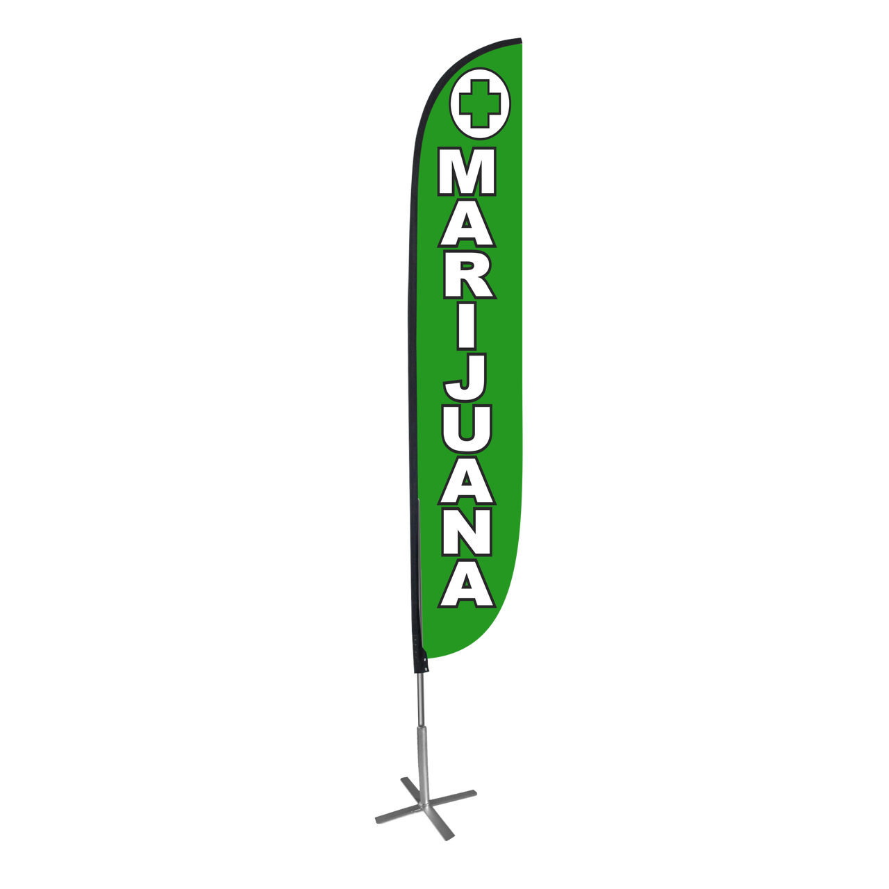 12ft Marijuana Feather Flag Green