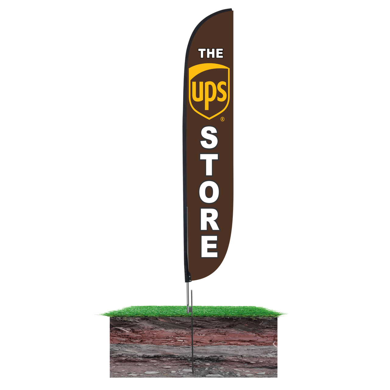 12ft The UPS Store Feather Flag Brown