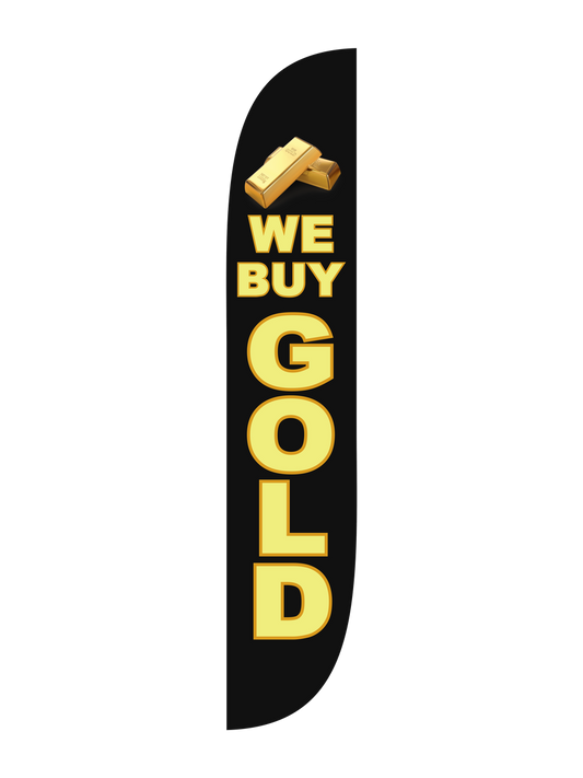 12ft We Buy Gold Feather Flag Black