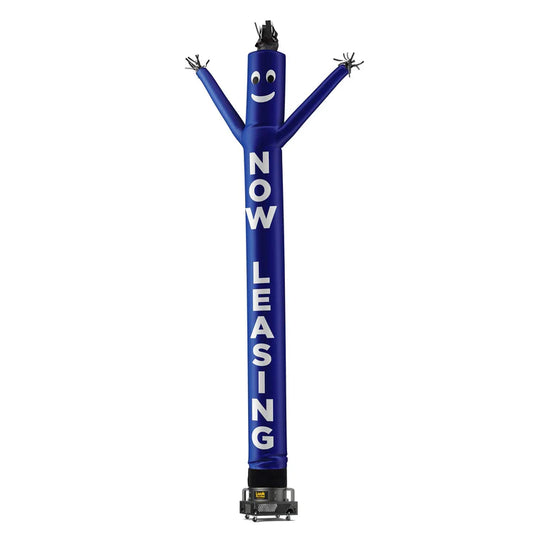 20ft Now Leasing Blue Air Dancer with White Lettering Tube Man Wacky Wavy