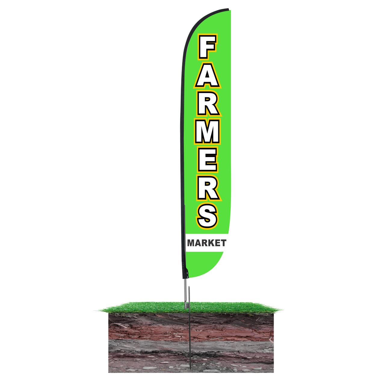 12ft Farmers Market Feather Flag Green