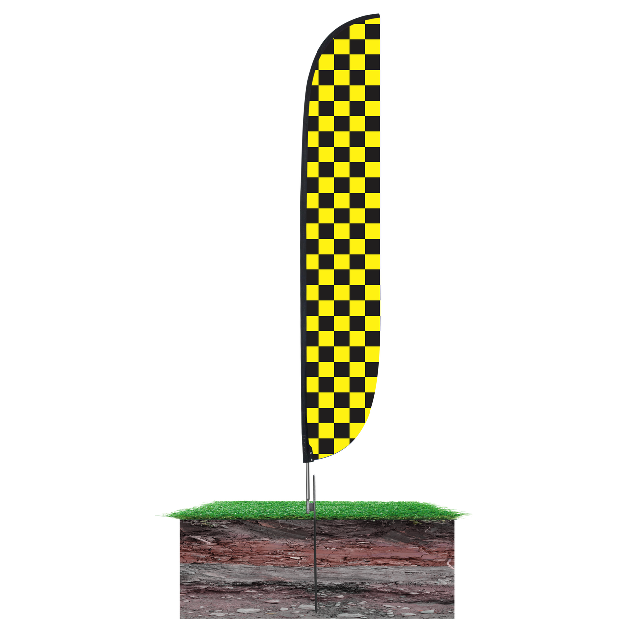 Black & Yellow 12ft Checkered Feather Flag
