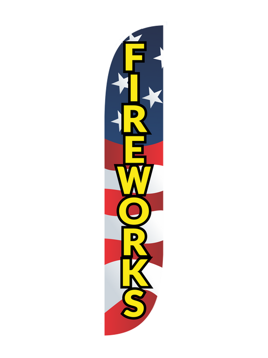 12ft Fireworks Feather Flag Red White Blue