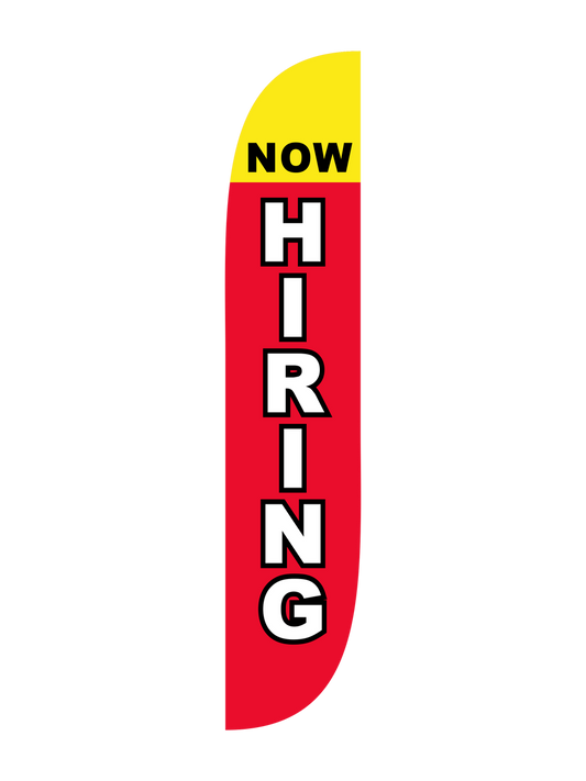 12ft Now Hiring Feather Flag Red