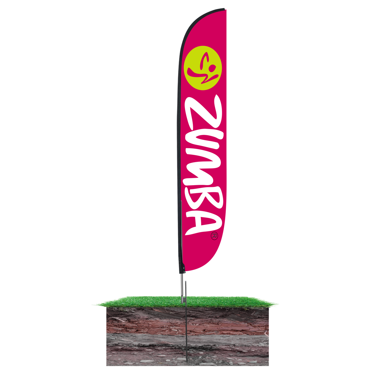 12ft Zumba Fitness Feather Flag Pink