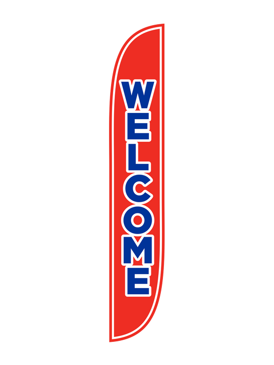 12ft Welcome Feather Flag Red