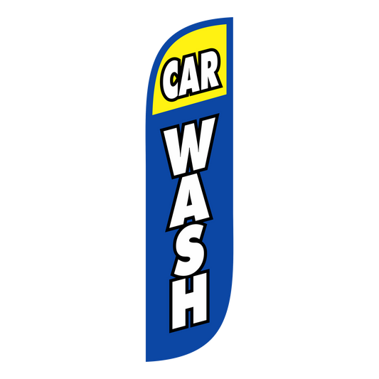 5ft Car Wash Feather Flag Blue & Yellow