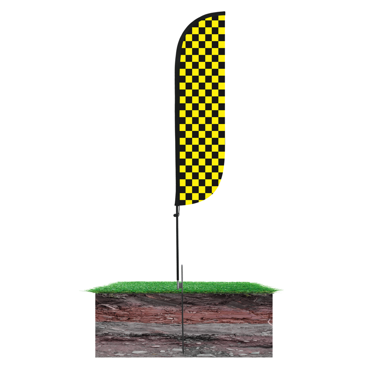 5ft Black & Yellow Checkered Feather Flag