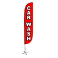 Car Wash 12ft Feather Flag Red & White