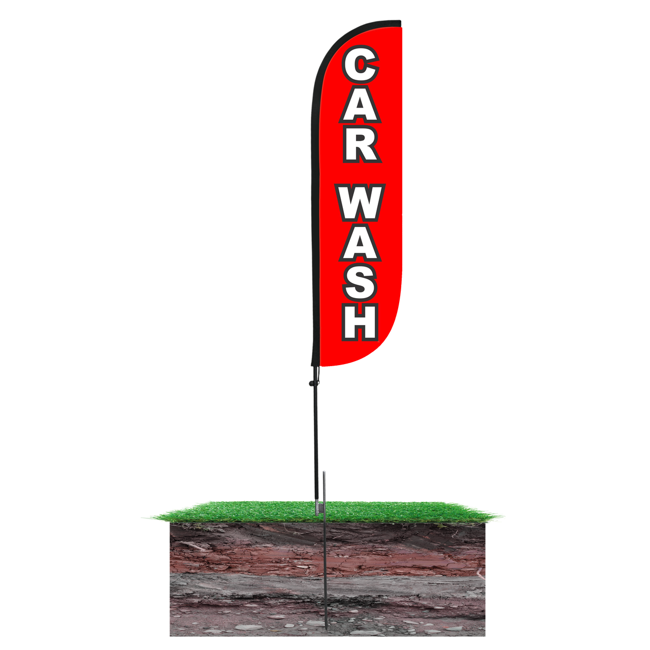 5ft Car Wash Feather Flag Red & White