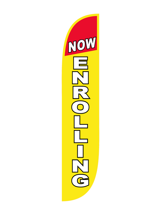 12ft Now Enrolling Feather Flag Yellow