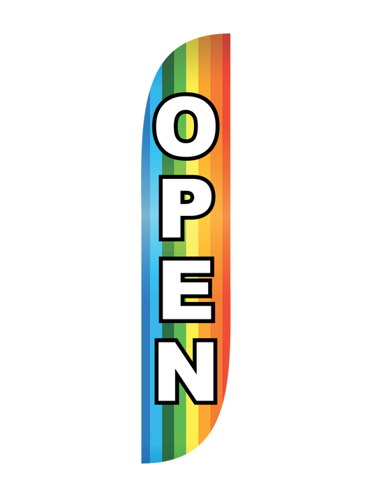 Open Feather Flag Rainbow